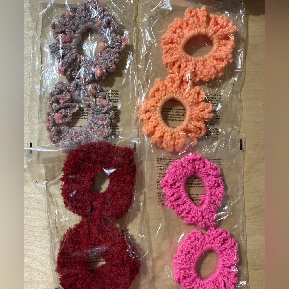 Hand Crochet Scrunchies set of 4 (AK1)